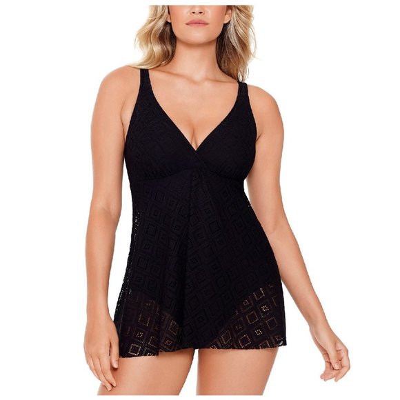 Swim Solutions Crochet Tummy-Control Swimdress - Picture 2 of 11